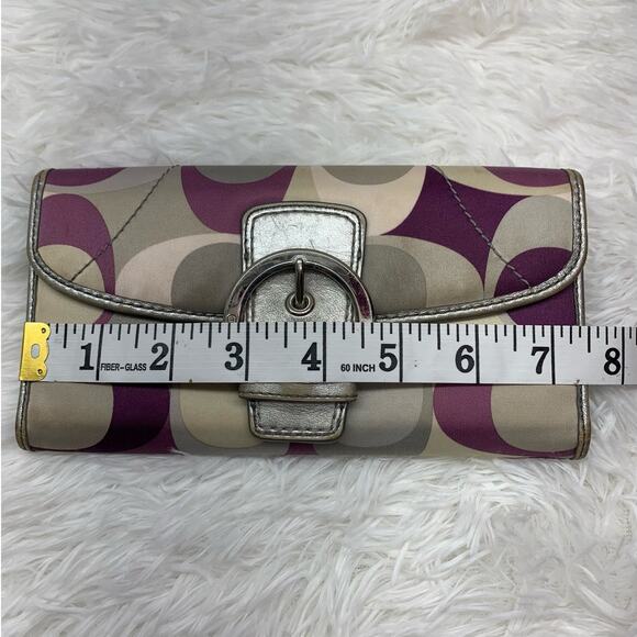 COACH Silver Purple Signature Nylon Wallet - Picture 11 of 12
